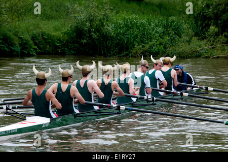 Oxford May Eights, a Jesus College men`s eight, Oxford, UK Stock Photo